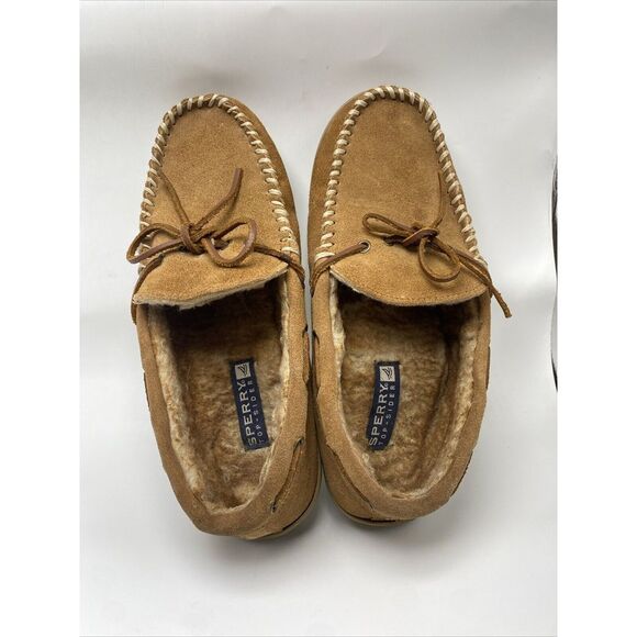 Sperry Trapper Slippers Mens Size 12M Brown Leather Moccasin Shoes Slip On 3037 - Picture 8 of 14
